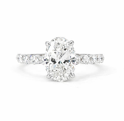 Four Prong Oval and Round Cut Diamond Ring, ER1517
