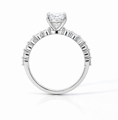 Four Prong Oval and Round Cut Diamond Ring, ER1517