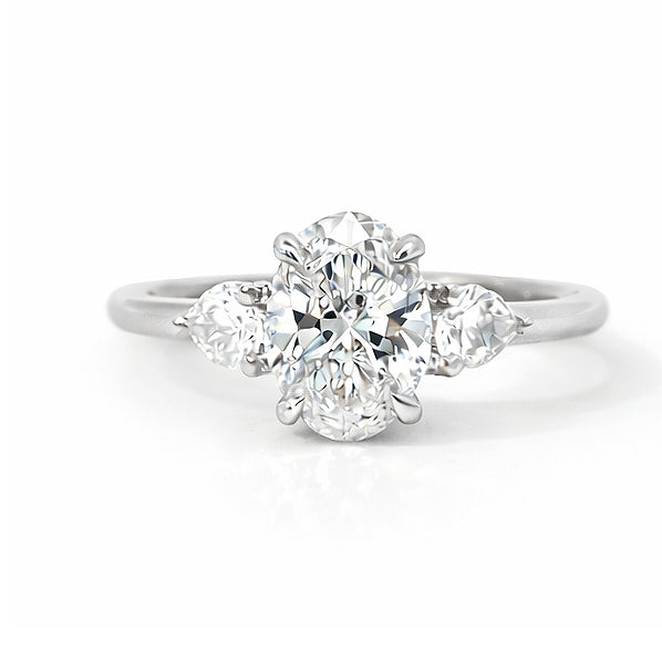 Three-Stone Pear and Oval Cut Engagement Ring, ER1519