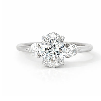 Three-Stone Pear and Oval Cut Engagement Ring, ER1519