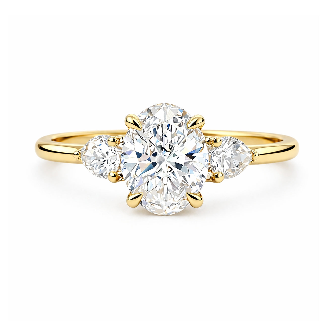 Three-Stone Pear and Oval Cut Engagement Ring, ER1519Y