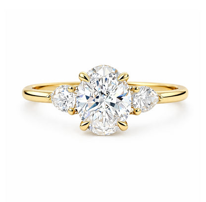 Three-Stone Pear and Oval Cut Engagement Ring, ER1519Y