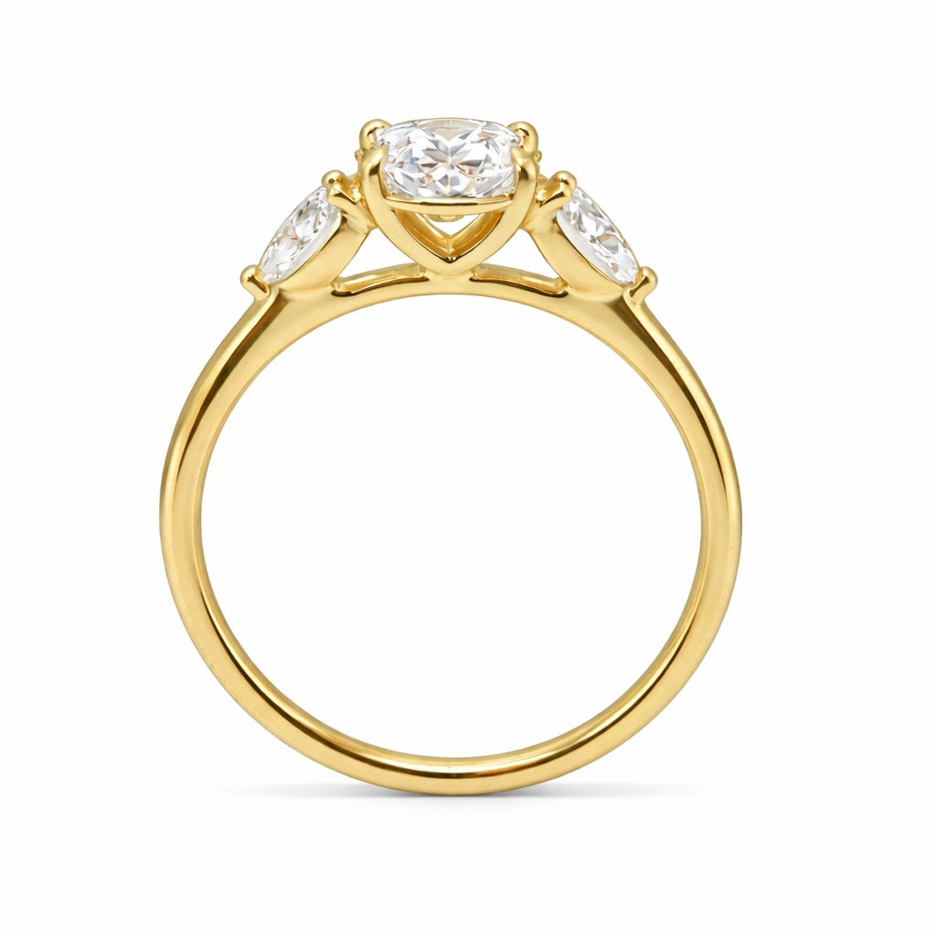 Three-Stone Pear and Oval Cut Engagement Ring, ER1519Y
