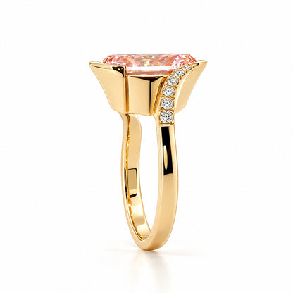 14K Yellow Gold 3.00CT Lab-Grown Pink Diamond Engagement Ring ER1528