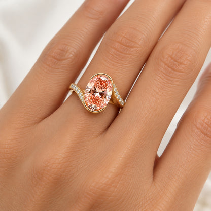 14K Yellow Gold 3.00CT Lab-Grown Pink Diamond Engagement Ring ER1528