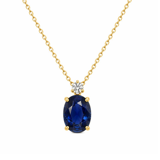 14k Yellow Gold Sapphire and Diamond Pendent