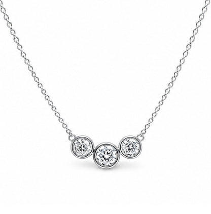 Three-Stone Round Diamond Necklace 0.65ct- N10084