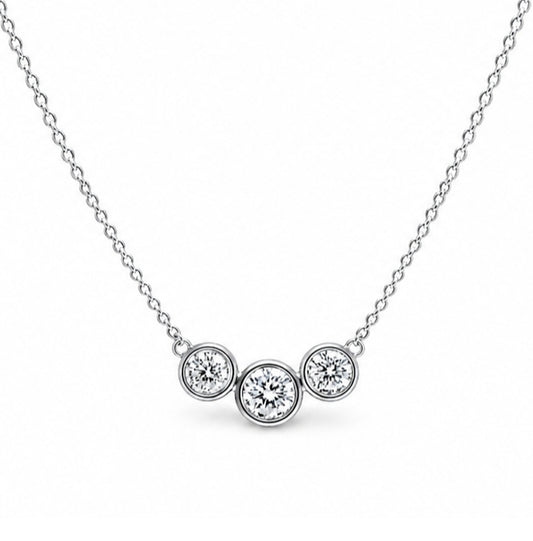 Three-Stone Round Diamond Necklace 0.65ct- N10084