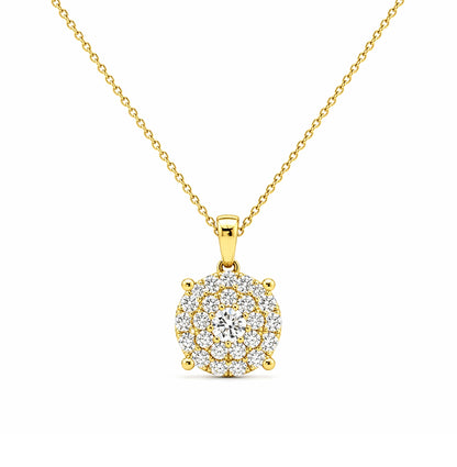 14k Yellow Gold Modern Halo Necklace PEN16156