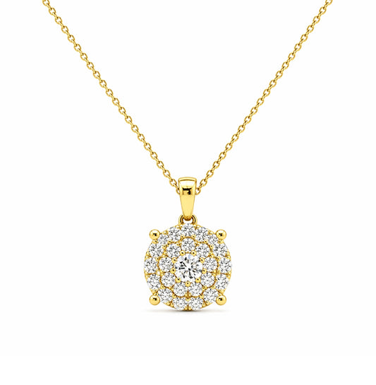 14k Yellow Gold Modern Halo Necklace PEN16156