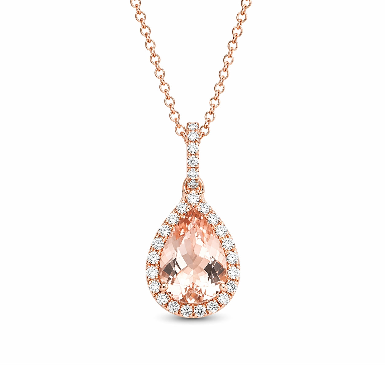 14k Rose Gold Morganite and Diamond Pendent, PEN16164
