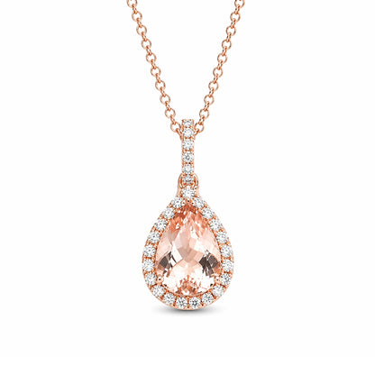 14k Rose Gold Morganite and Diamond Pendent, PEN16164