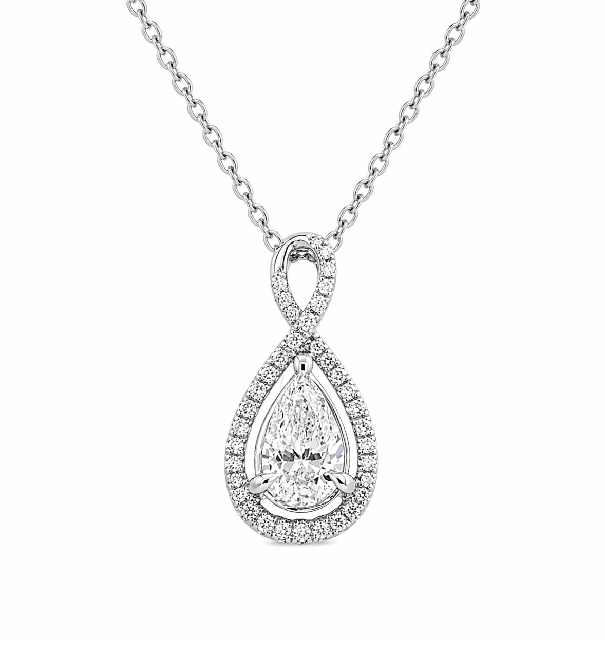 14K White Gold Diamond Twist Pendant PEN16182