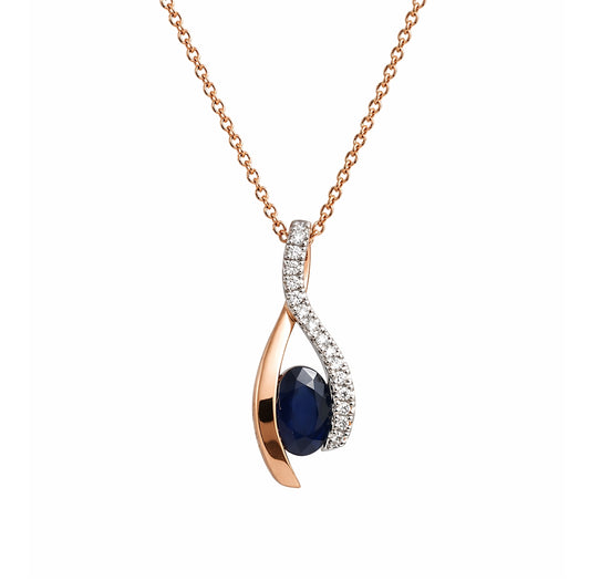 14K Rose Gold Sapphire and Diamond Pendant PEN16194