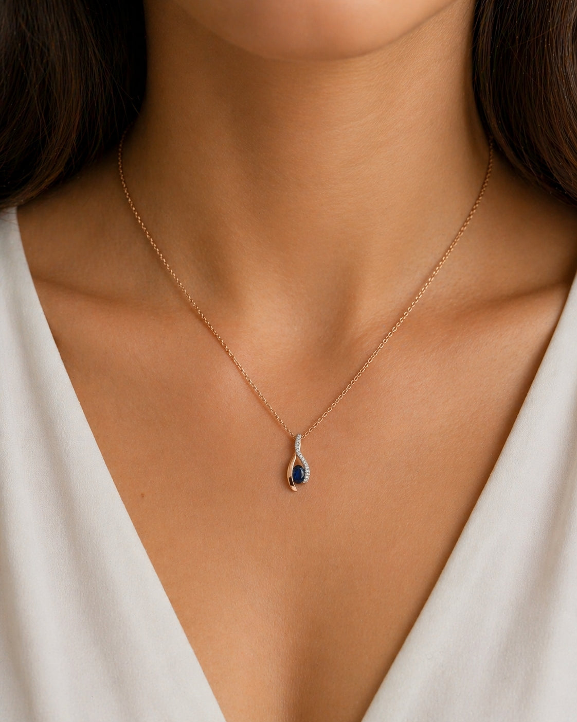14K Rose Gold Sapphire and Diamond Pendant PEN16194