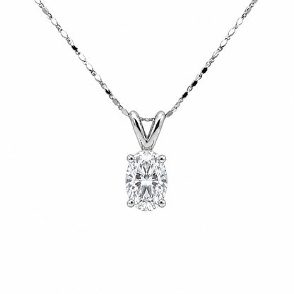 14K White Gold Solitaire Pendent Oval Cut 1.59CT PEN16255