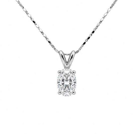 14K White Gold Solitaire Pendent Oval Cut 1.59CT PEN16255