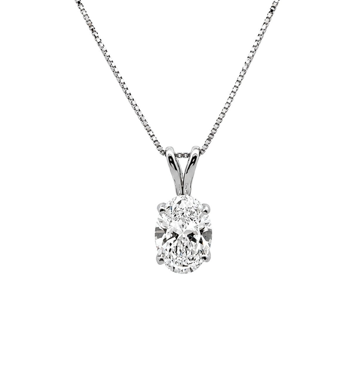 14K White Gold Solitaire Pendent Oval Cut 1.59CT, PEN16255