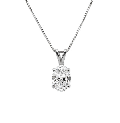 14K White Gold Solitaire Pendent Oval Cut 1.59CT, PEN16255