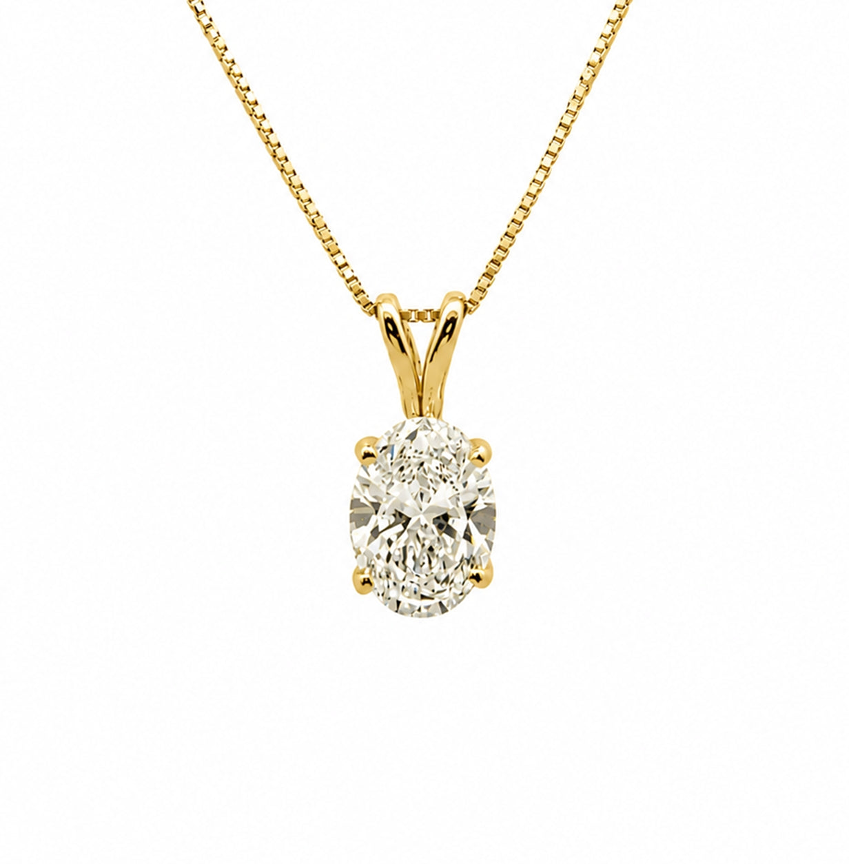 14K White Gold Solitaire Pendent Oval Cut 1.59CT, PEN16255
