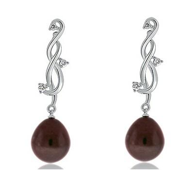 8mm Freshwater Cultured Pearl And Diamond Earrings In 14k White Gold - E10616