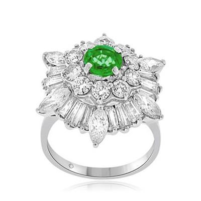 4.0 Carat 14k White Gold FE EMERALD AND DIAMOND ENGAGEMENT RING - R10768