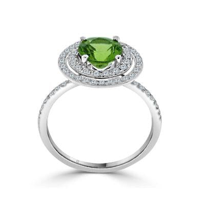 2.0 Carat 14k White Gold MARIA DIAMOND AND PERIDOT ENGAGEMENT RING - R209