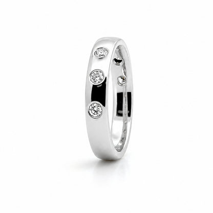 14K White Gold Bezel-Set Diamond Wedding BAND01367