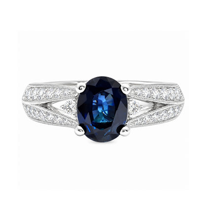 14K White Gold Diamond and Sapphire Ring R10127