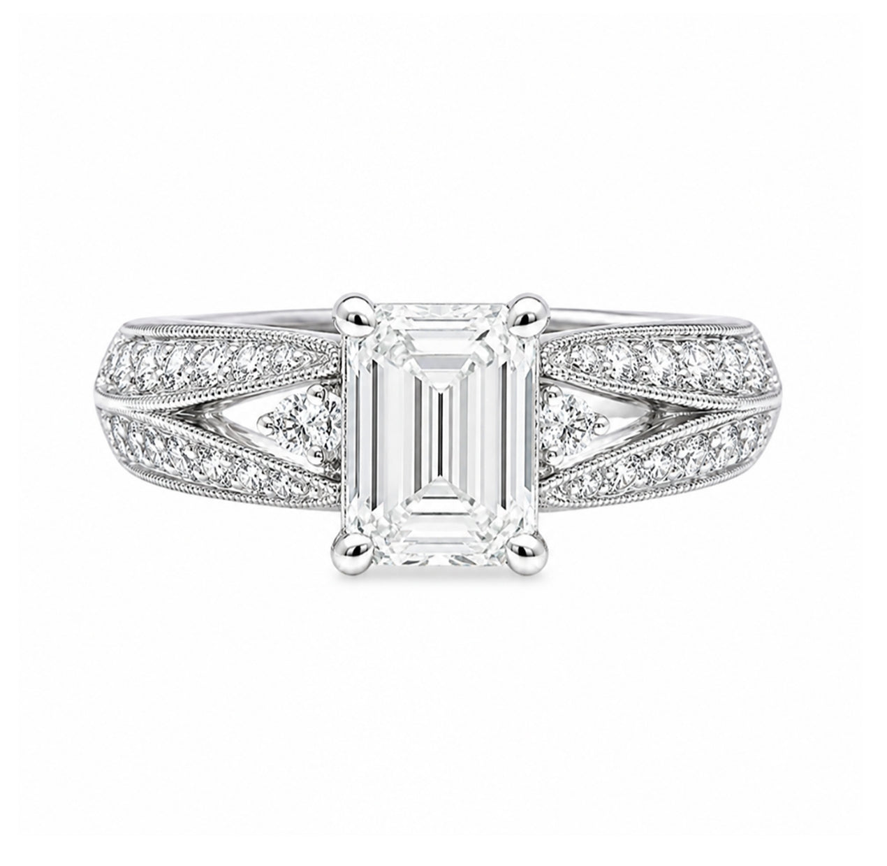 14K White Gold Vintage-Inspired Engagement Ring R10127W