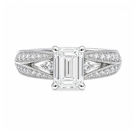 14K White Gold Vintage-Inspired Engagement Ring R10127W