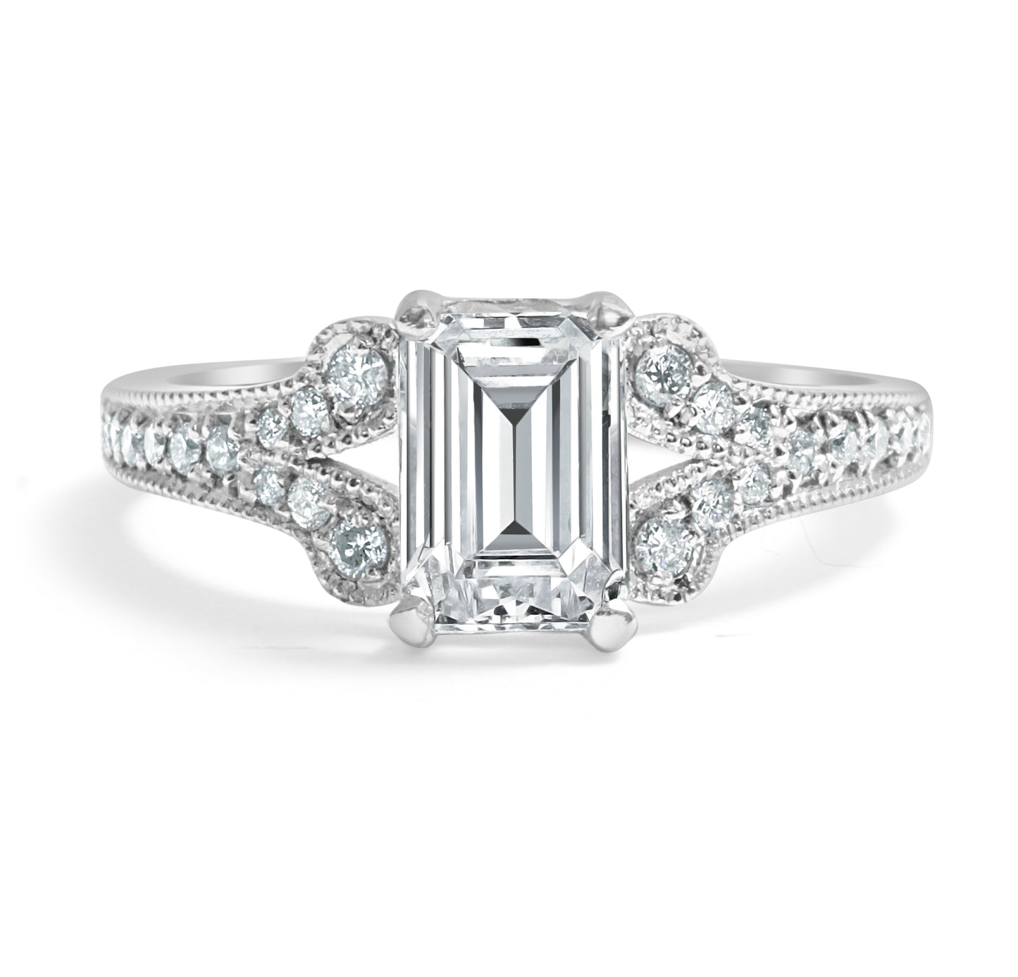 Emerald Cut Modern Style Engagement Ring, R10364