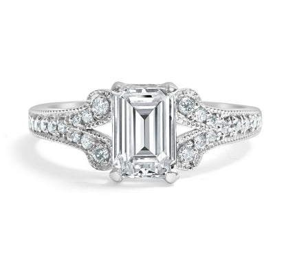 Emerald Cut Modern Style Engagement Ring, R10364