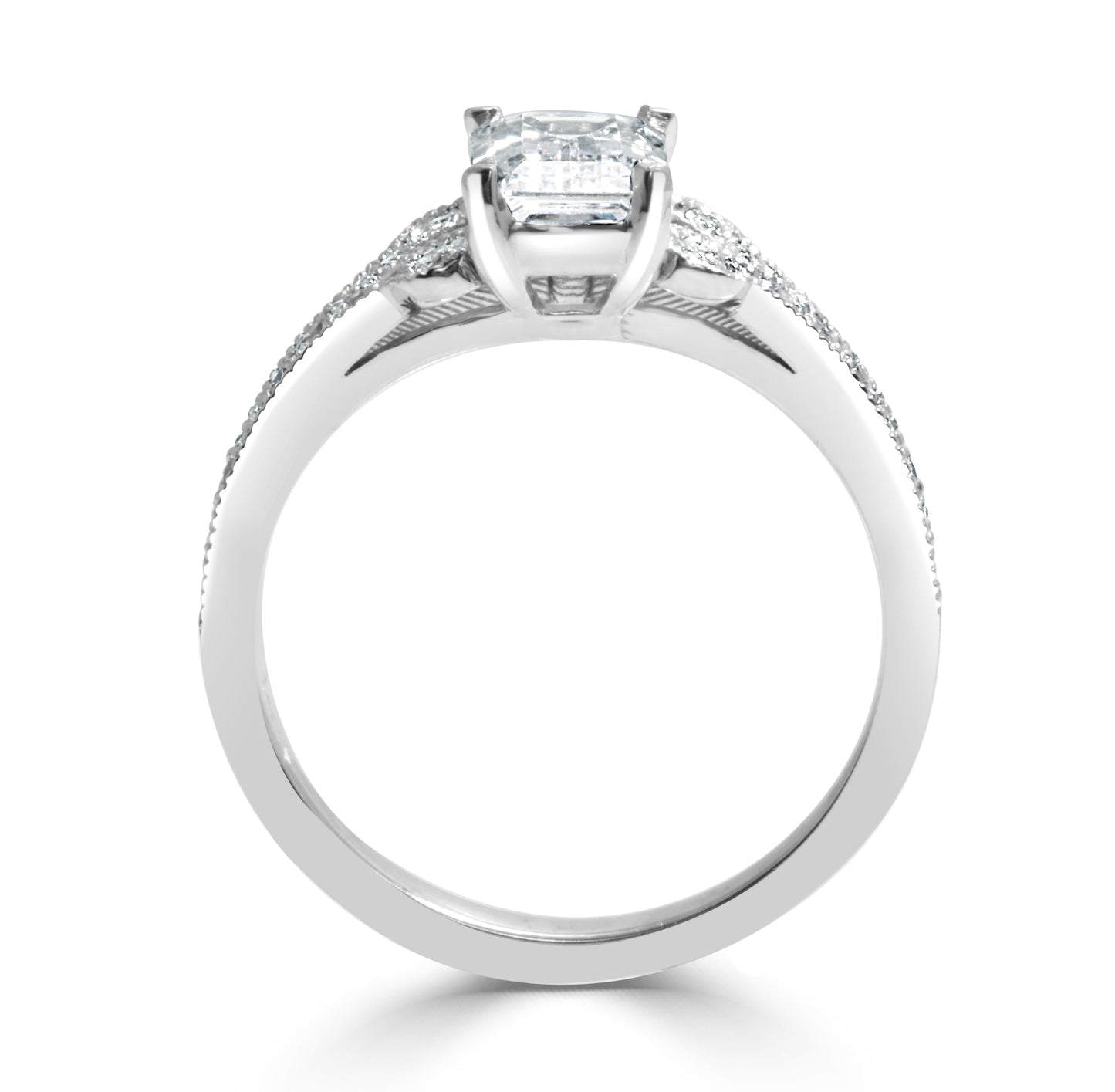 Emerald Cut Modern Style Engagement Ring, R10364