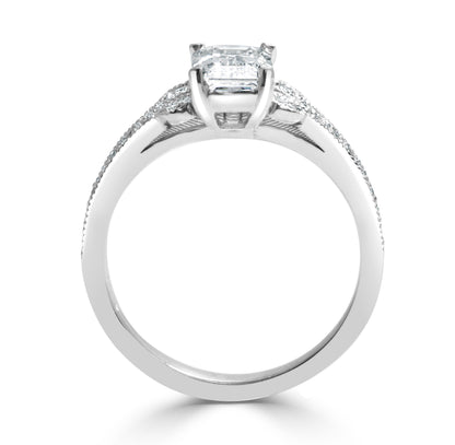 Emerald Cut Modern Style Engagement Ring, R10364