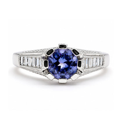 14K White Gold 8-Prong Vintage Inspired Engagement Ring R235