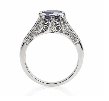 14K White Gold 8-Prong Vintage Inspired Engagement Ring R235