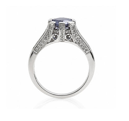 14K White Gold 8-Prong Vintage Inspired Engagement Ring R235