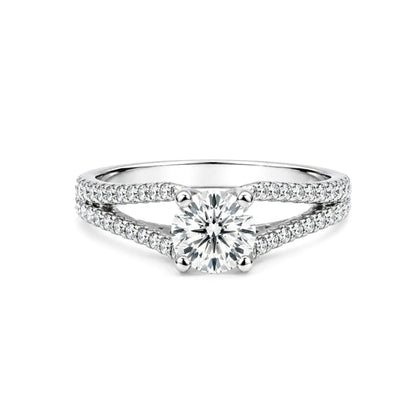 18K White Gold Split Shank Diamond Engagement Ring, R398