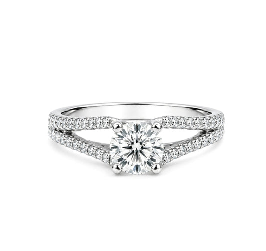 18K White Gold Split Shank Diamond Engagement Ring, R398