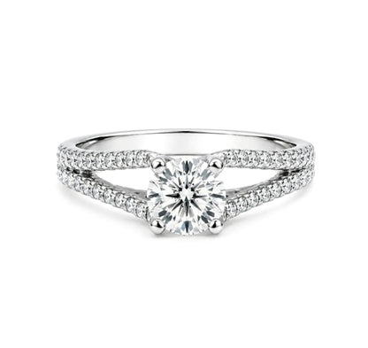 18K White Gold Split Shank Diamond Engagement Ring, R398