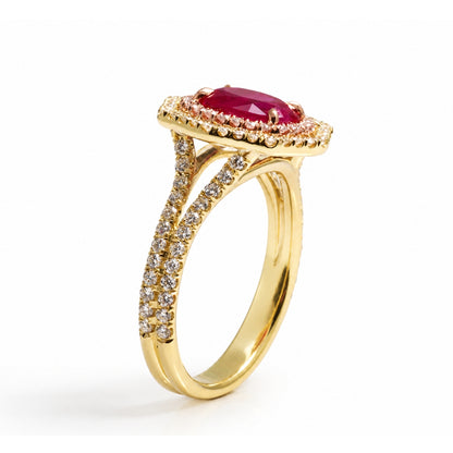 14K Yellow Gold Double Halo Vintage-Inspired Ring R757