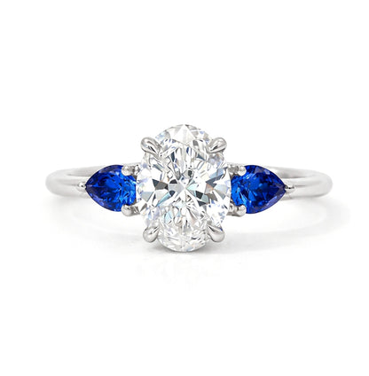 Three-Stone Diamond and Sapphire Ring, R779