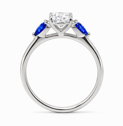 Three-Stone Diamond and Sapphire Ring, R779