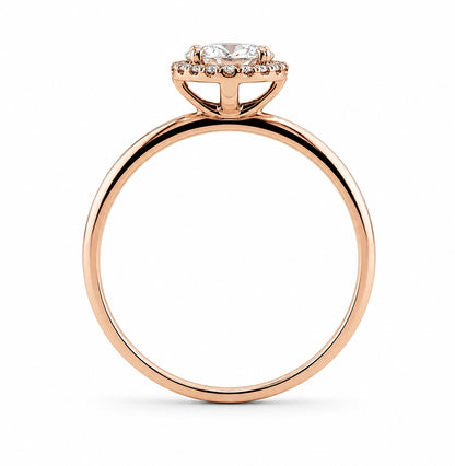 14K Rose Gold Round Cut Moissanite Halo Ring, R826