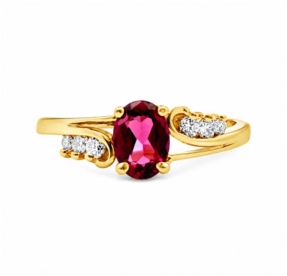 14K Yellow Gold Ruby and Diamond Ring, R842