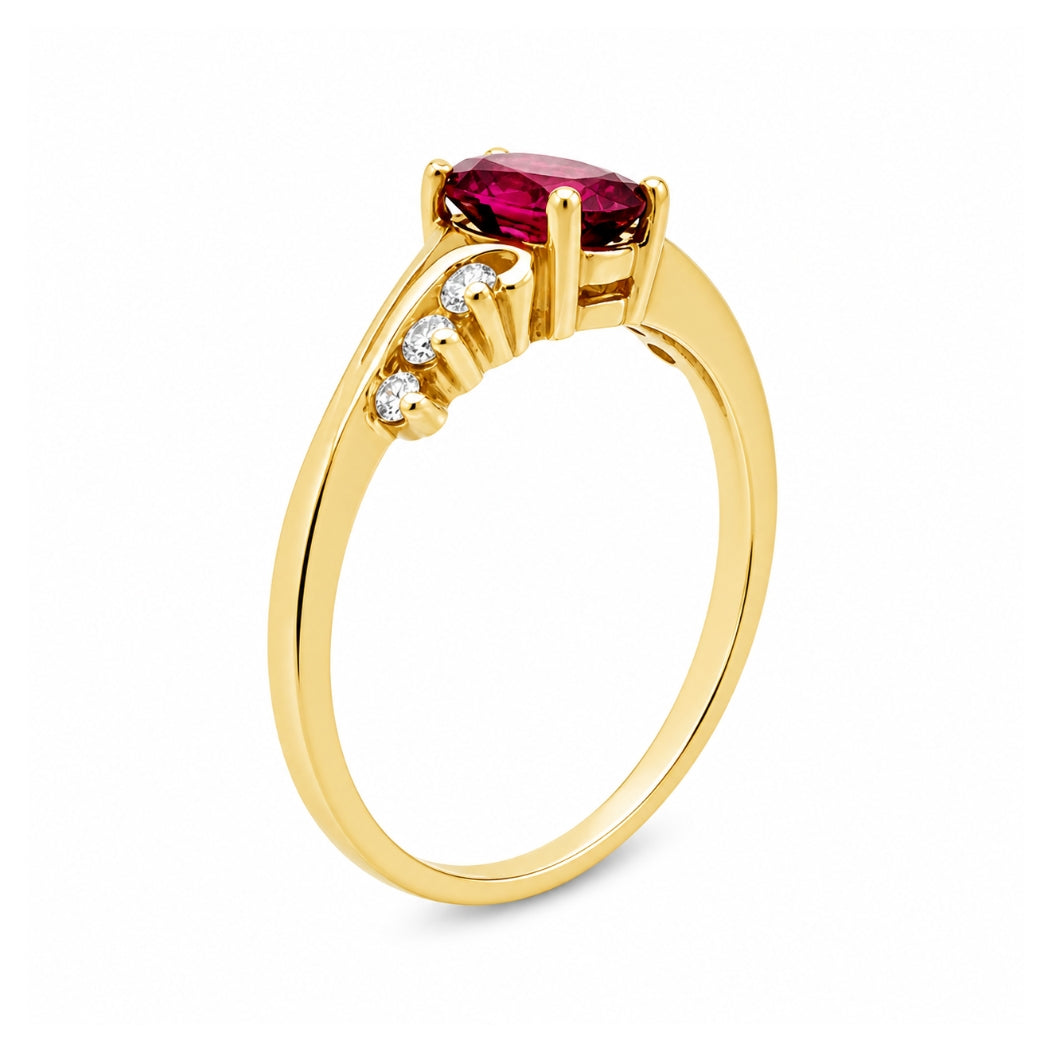 14K Yellow Gold Ruby and Diamond Ring, R842