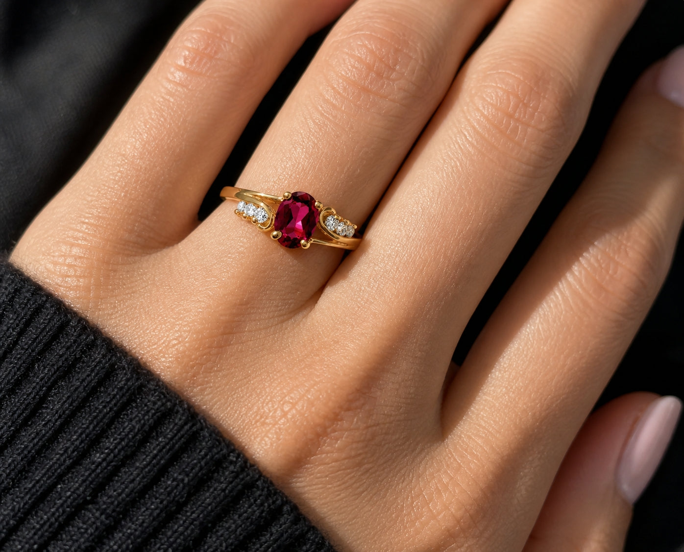14K Yellow Gold Ruby and Diamond Ring, R842