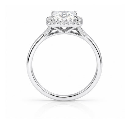 14K White Gold Emerald Cut Halo Engagement Ring, SO1175W