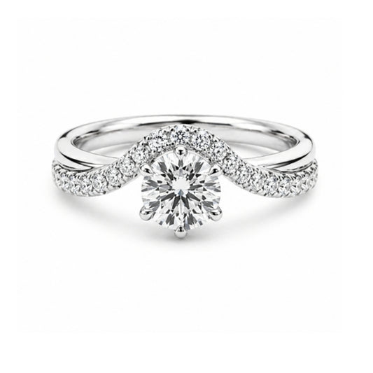 18K White Gold Double Band Engagement Ring